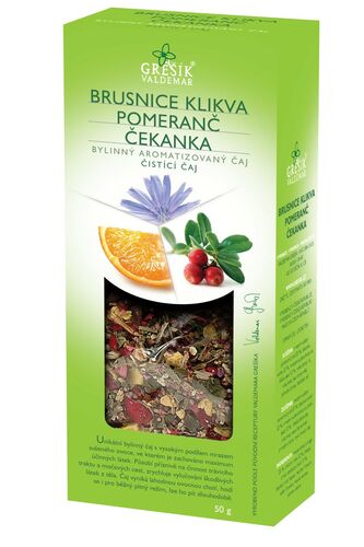 Brusnice klikva & Pomeranč & Čekanka bylinný sypaný čaj 50g Grešík