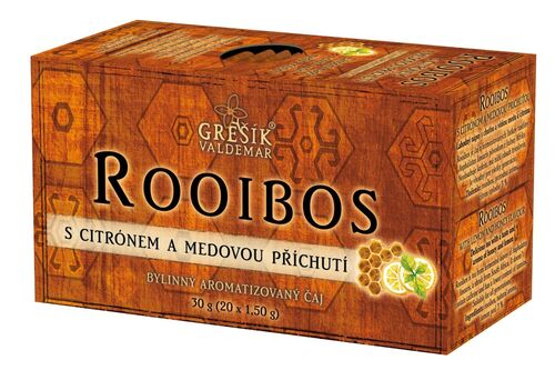 Rooibos s citrónem a medovou příchutí bylinný porcovaný čaj 30g Grešík