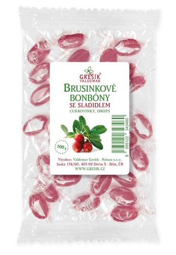 Brusinkové bonbóny se sladidlem 100g Grešík
