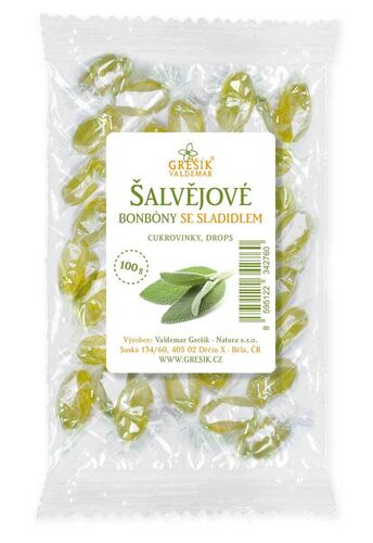 Šalvějové bonbóny se sladidlem 100g Grešík