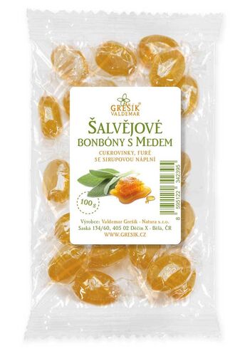 Šalvějové bonbóny s medem 100g Grešík