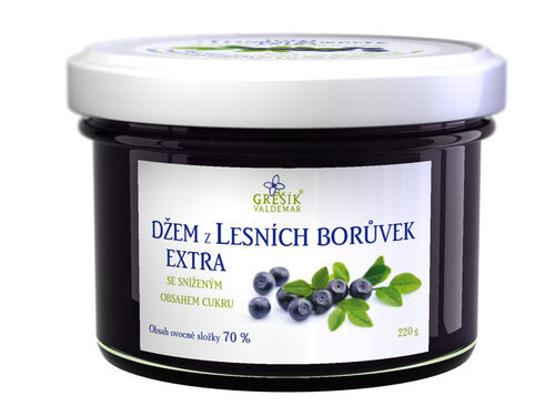 Džem z Lesních borůvek extra Se sníženým obsahem cukru 220g Grešík