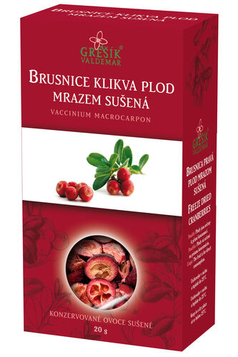 Brusnice klikva plod mrazem sušená 20g Grešík