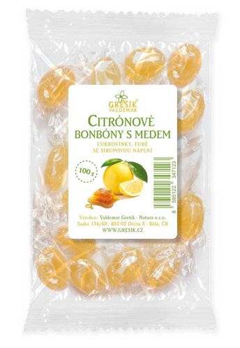 Citrónové bonbóny s medem 100g Grešík