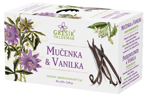 Mučenka & Vanilka ovocný porcovaný čaj 40g Grešík