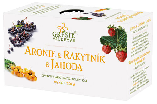 Aronie & Rakytník & Jahoda ovocný porcovaný čaj 40g Grešík
