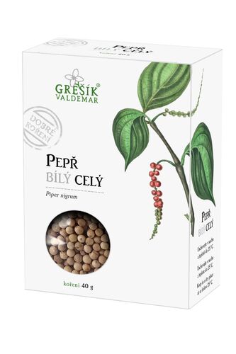 Pepř bílý celý 40g Grešík