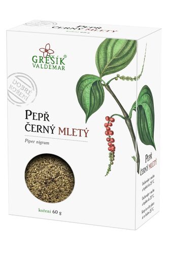 Pepř černý mletý 60g Grešík